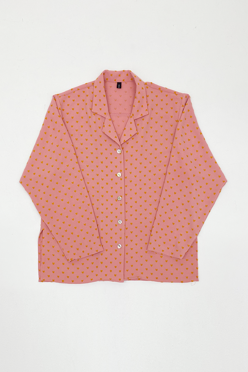 bubble collar blouse (dark pink)