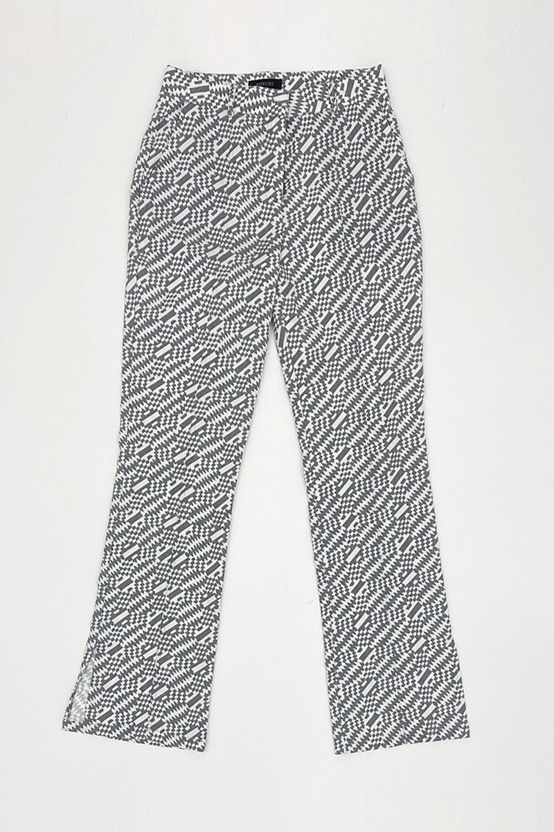 Ramie print Slit Pants (white)