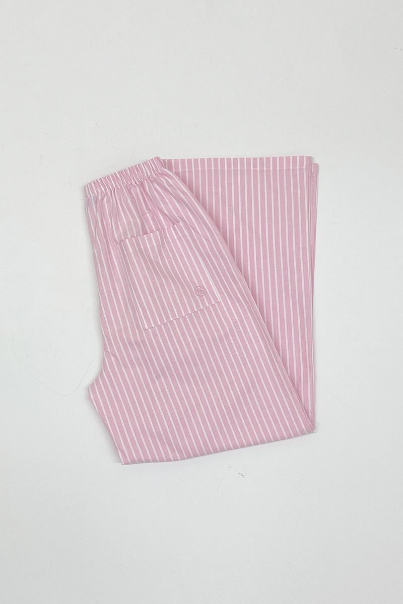 Oxford Stripe Wide Band Pants (light pink)