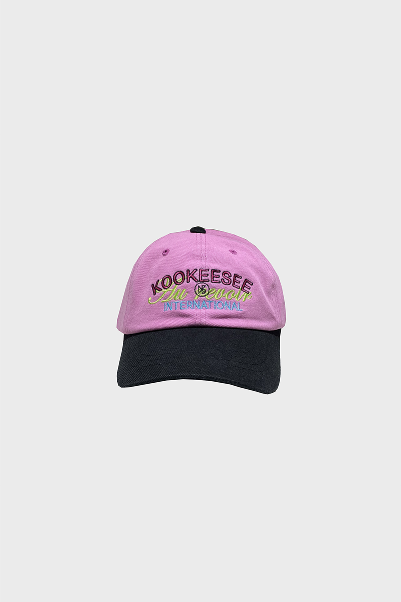 two tone vintage washing ball cap (Pink/Black)