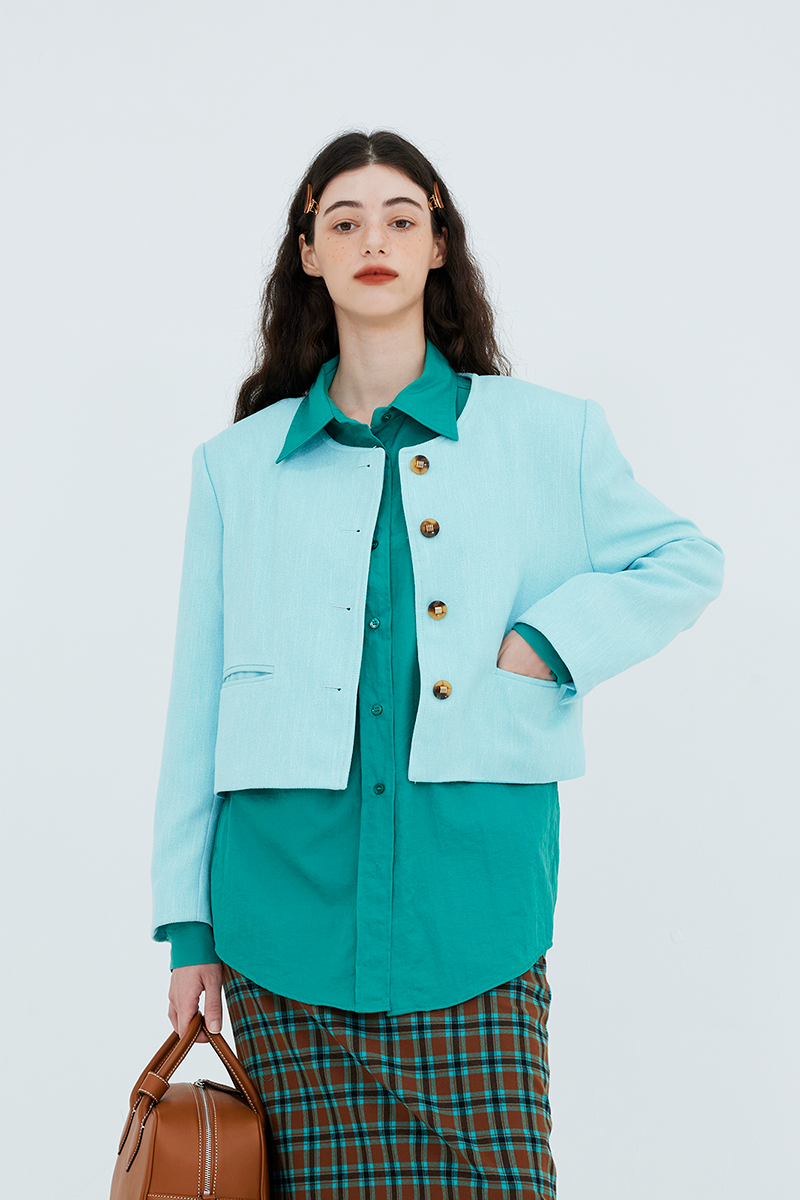[RESTOCK]Color Short Tweed Jacket (Mint)