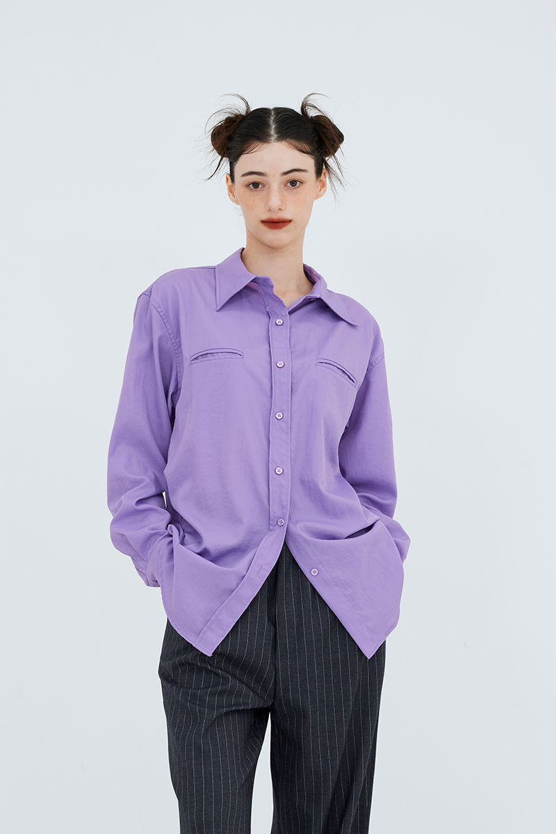 [40%][2차입고완료]Double lip color shirt (light purple)