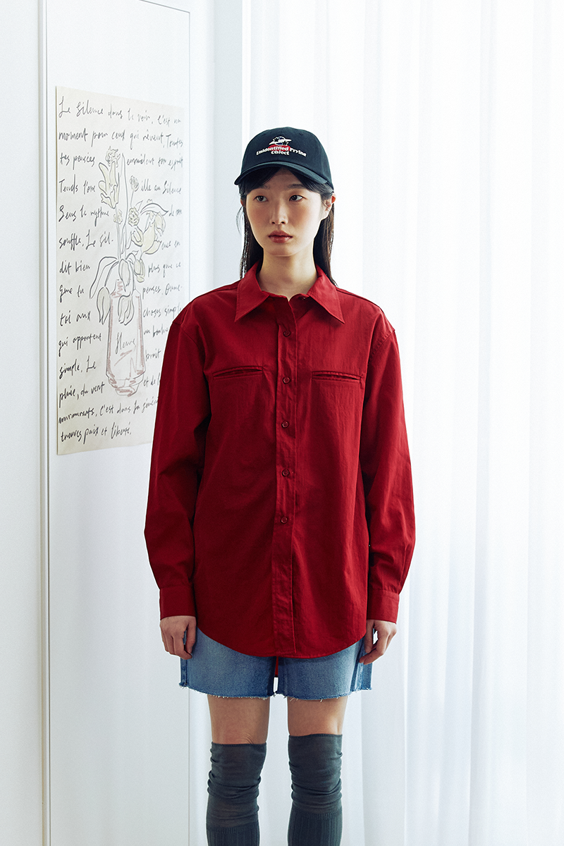 [40%]Double lip color shirt (Dark Red)