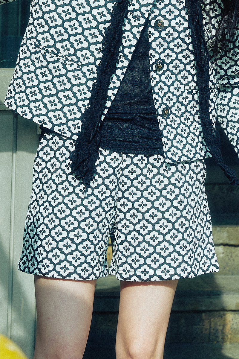 [2/26예약배송]Flower Jacquard Shorts (Black)
