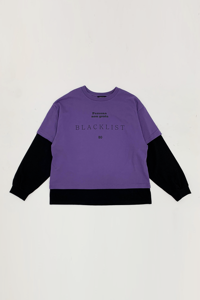 Blacklist lettering Layered tee  (Purple/Black)